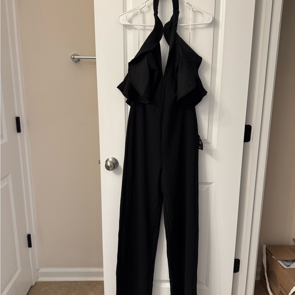 Lulu's Chic Black Ruffle Jumpsuit